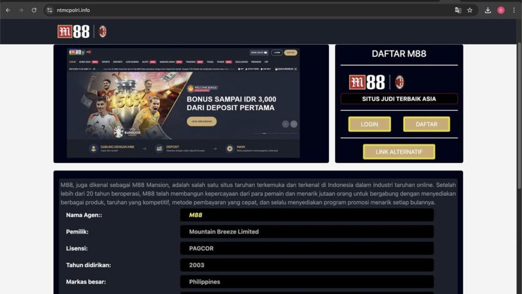 Contoh Website NTMC Polri yang Berubah Menjadi Situs Judi Online