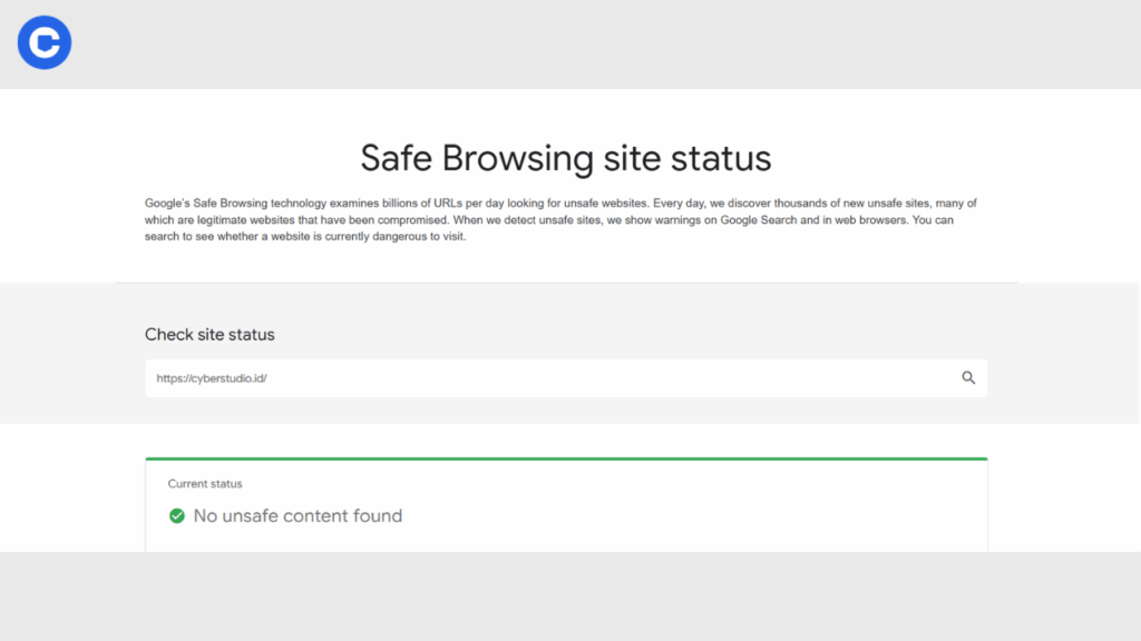 Lihat Hasil Scan Google Safe Browsing Transparency Report