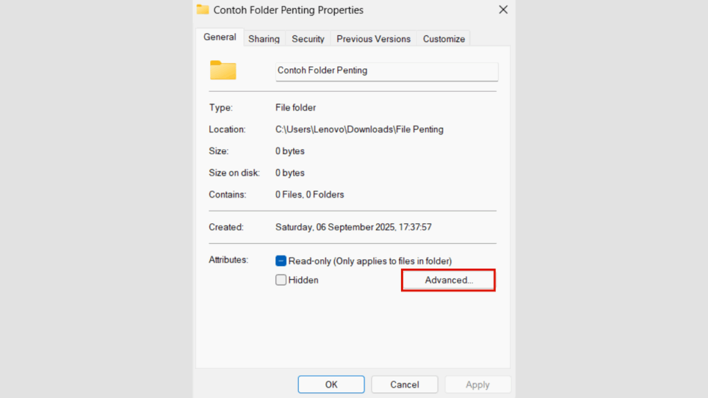 Klik Tombol Advanced