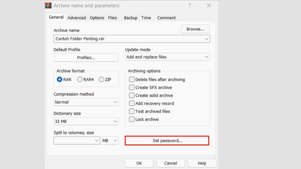 Klik Tombol Set Password