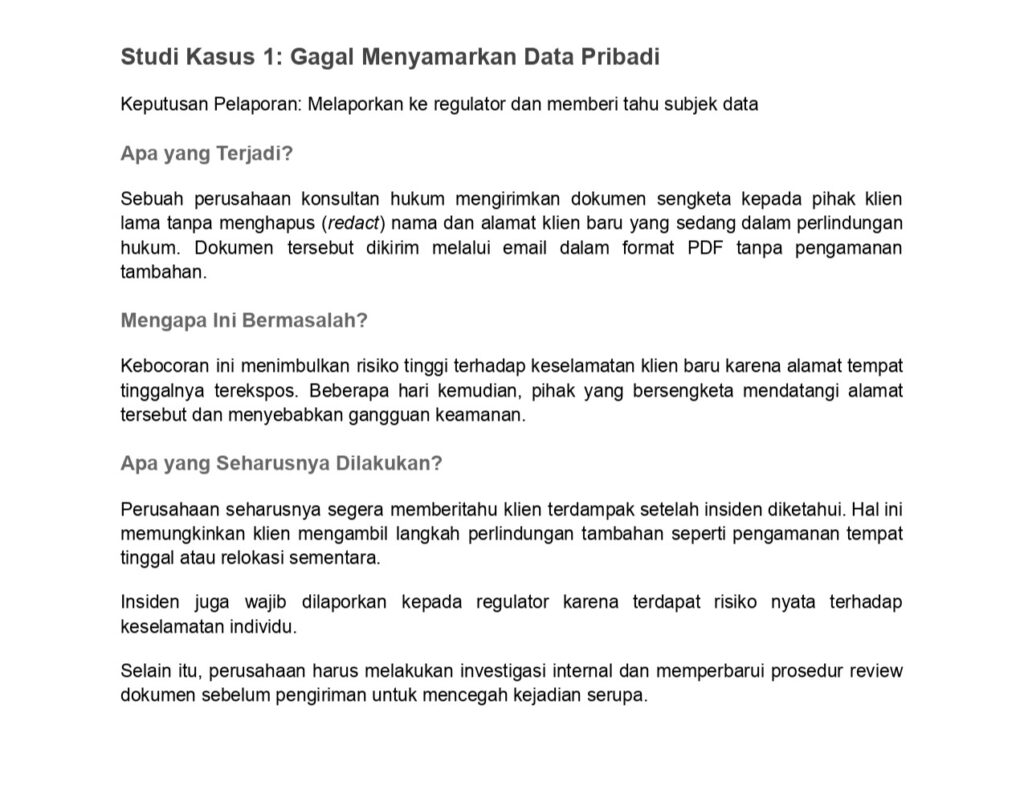 Contoh Laporan Kebocoran Data 1