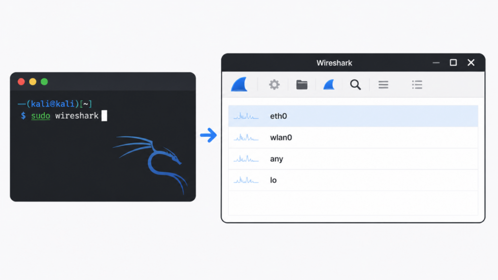 Jalankan Wireshark di Kali Linux